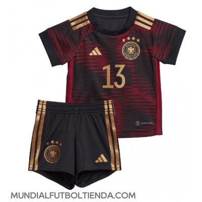 Camiseta Alemania Thomas Muller #13 Segunda Equipación Replica Mundial 2022 para niños mangas cortas (+ Pantalones cortos)